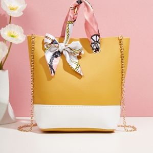 Two tone scarf Decor Bucket shoulderbag